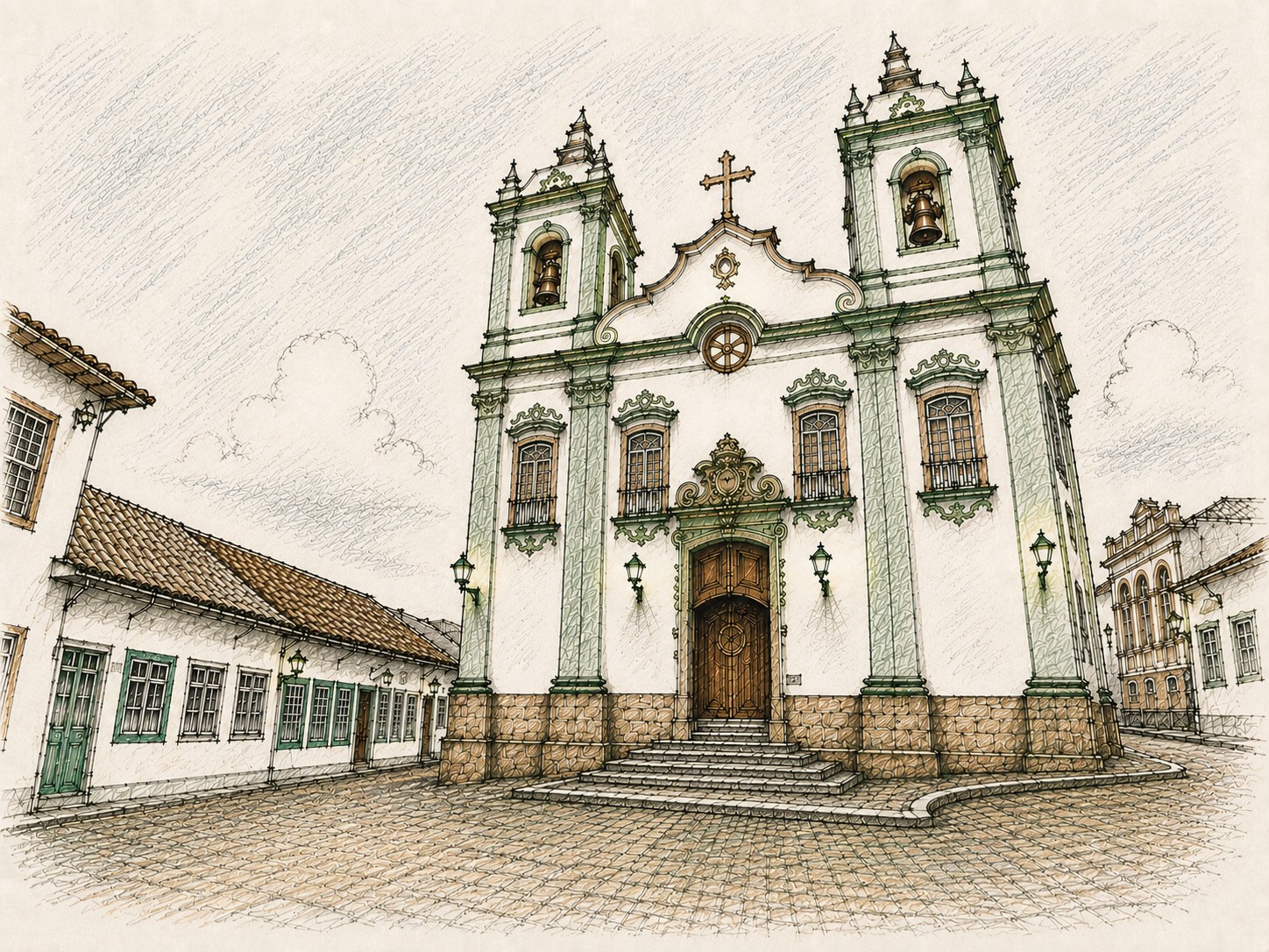Croqui de igreja histórica de São João del-Rei